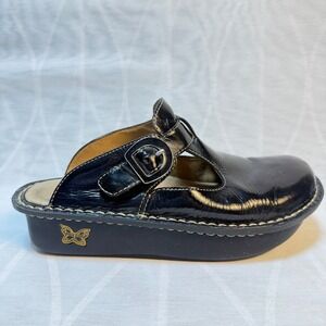 Alegria Women's Black Patent Leather Mary‎ Jane Clogs Comfort Buckle Shoes